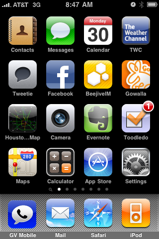 mkoby's iPhone Home Screen